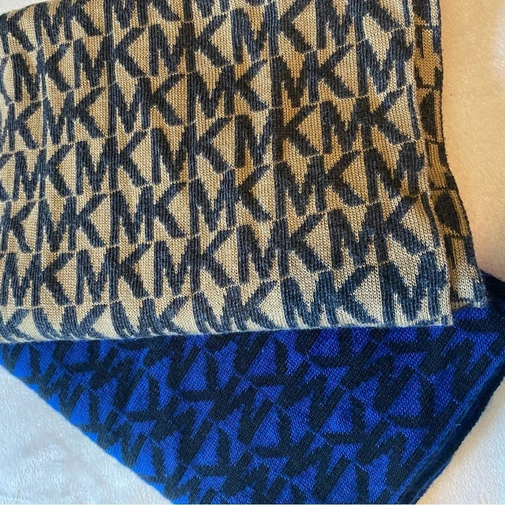 2 Michael Michael Kors Blue Black and Tan Infinity Scarfs
